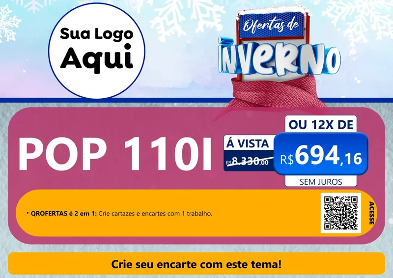 Modelo de Cartaz para Cartaz A4 Horizontal com o tema Ofertas de Inverno para Concessionaria de Motos