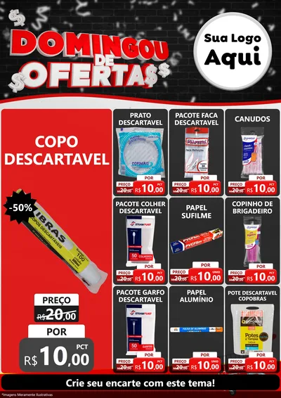 Modelo de Encarte para Encarte A4 Vertical com o tema Domingou de Ofertas para Embalagens