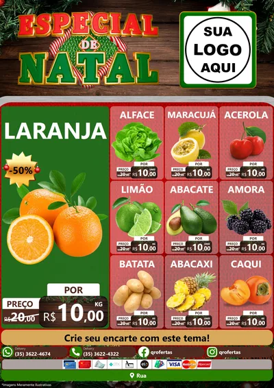 Modelo de Encarte para Encarte A4 Vertical com o tema Especial de Natal para Hortifrúti