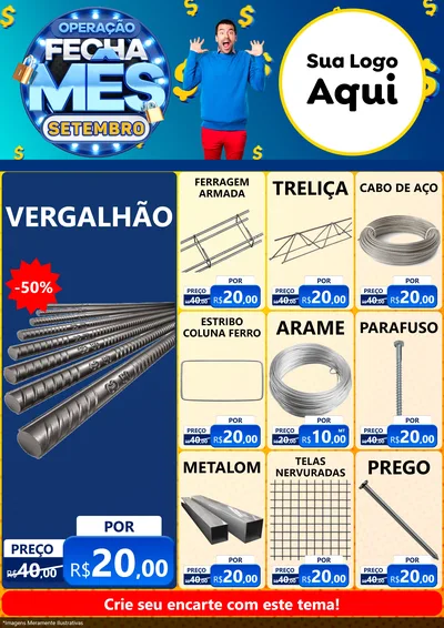 Modelo de Encarte para Encarte A4 Vertical com o tema Operação Fecha Mês Setembro para Ferragens