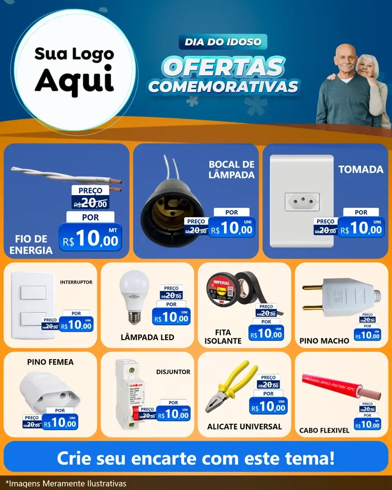 Modelo de Rede Social para Feed Instagram com o tema Dia do Idoso para Materiais Elétricos