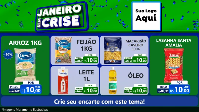 Modelo de TV para TV Horizontal com o tema Janeiro Sem Crise para Supermercado