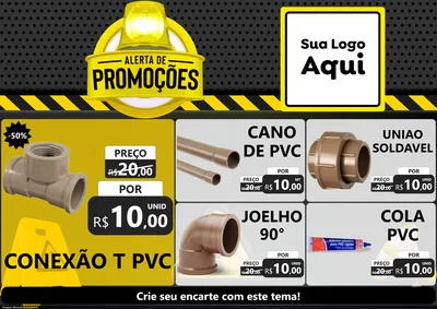 Modelo de Encarte para Encarte A4 Horizontal com o tema Alerta de Promoções para Tubos e conexões