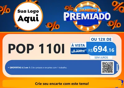 Modelo de Cartaz para Cartaz A4 Horizontal com o tema Janeiro Premiado para Concessionaria de Motos