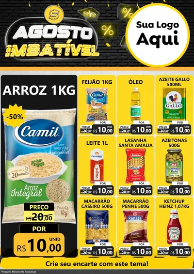 Modelo de Encarte para Encarte A4 Vertical com o tema Agosto Imbatível para Supermercado