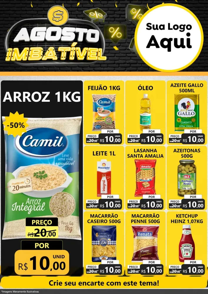 Modelo de Encarte para Encarte A4 Vertical com o tema Agosto Imbatível para Supermercado