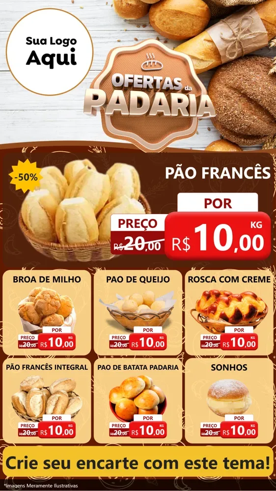 Modelo de Rede Social para Stories com o tema Ofertas da Padaria para Padaria