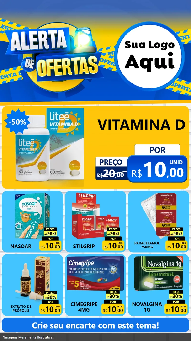 Modelo de Rede Social para Stories com o tema Alerta de Ofertas para Farmácia