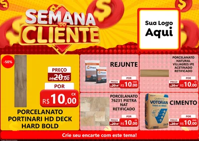 Modelo de Encarte para Encarte A4 Horizontal com o tema Semana do Cliente para Pisos e revestimentos