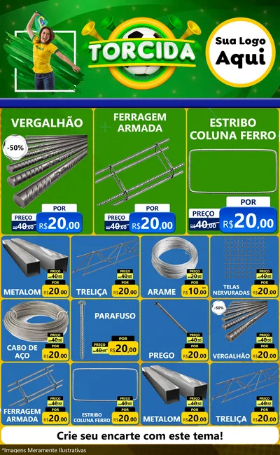 Modelo de Encarte para Encarte Grande com o tema Torcida para Ferragens