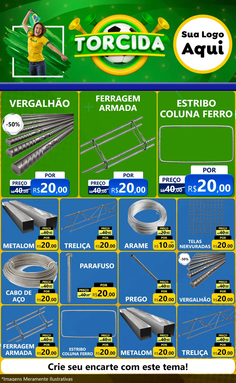 Modelo de Encarte para Encarte Grande com o tema Torcida para Ferragens