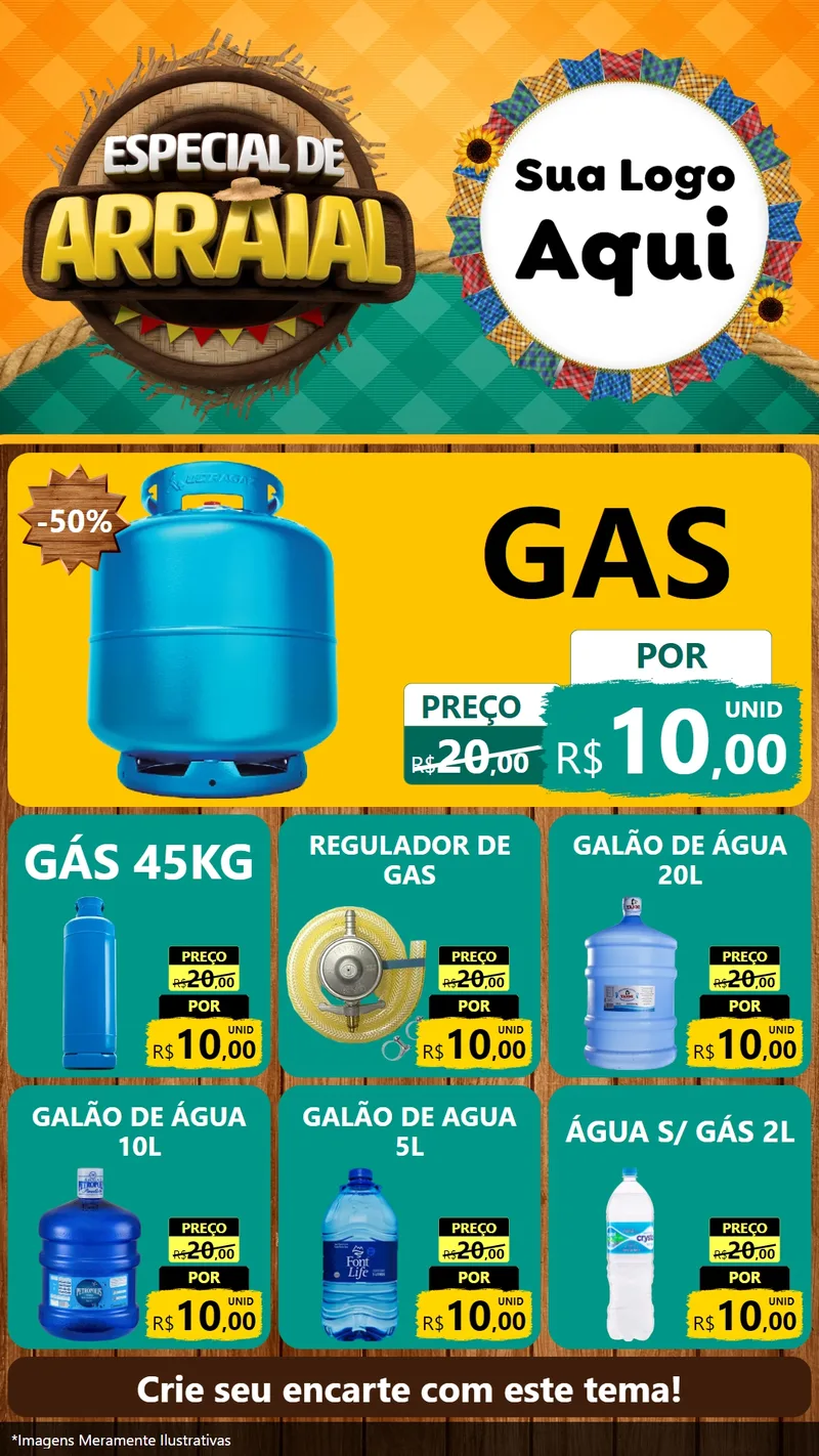 Modelo de Rede Social para Stories com o tema Especial De Arraial para Água e gás