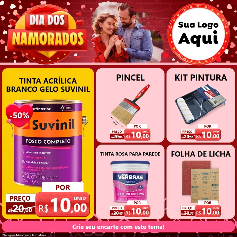 Modelo de Rede Social para Feed Facebook com o tema Dia Dos Namorados para Tintas e Ferramentas