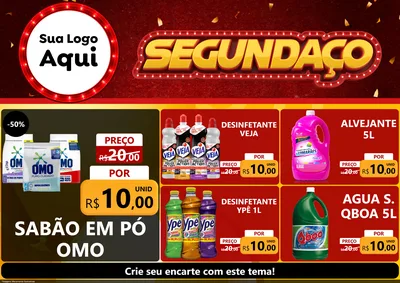Modelo de Encarte para Encarte A4 Horizontal com o tema Segundaço para Produtos de Limpeza