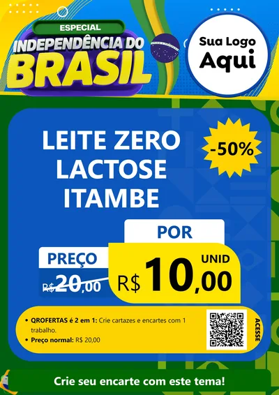 Modelo de Cartaz para Cartaz A4 Vertical com o tema Especial Independência do Brasil para Frios e Laticínios