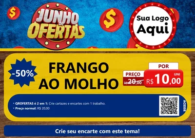 Modelo de Cartaz para Cartaz A4 Horizontal com o tema Junho de Ofertas para Restaurante