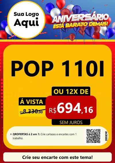 Modelo de Cartaz para Cartaz A4 Vertical com o tema Aniversário para Concessionaria de Motos