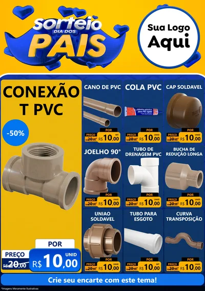 Modelo de Encarte para Encarte A4 Vertical com o tema Sorteio Dia dos Pais para Tubos e conexões