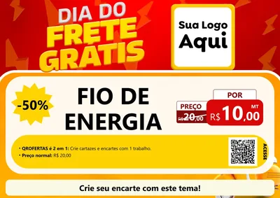 Modelo de Cartaz para Cartaz A4 Horizontal com o tema Dia do Frete Grátis para Materiais Elétricos