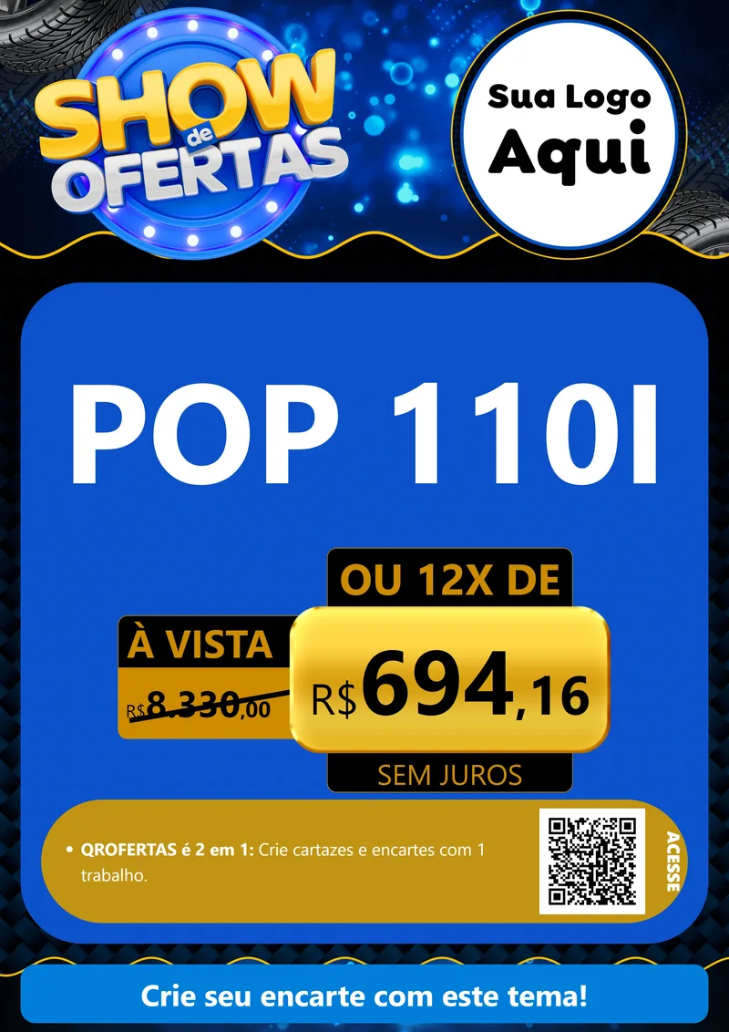 Modelo de Cartaz para Cartaz A4 Vertical com o tema Show de Ofertas para Concessionaria de Motos