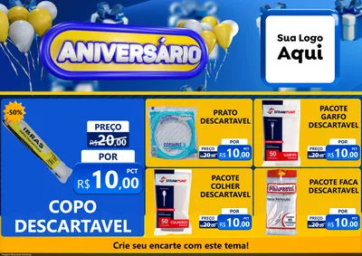 Modelo de Encarte para Encarte A4 Horizontal com o tema Aniversário para Embalagens