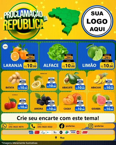 Modelo de Rede Social para Feed Instagram com o tema Proclamação da República para Hortifrúti