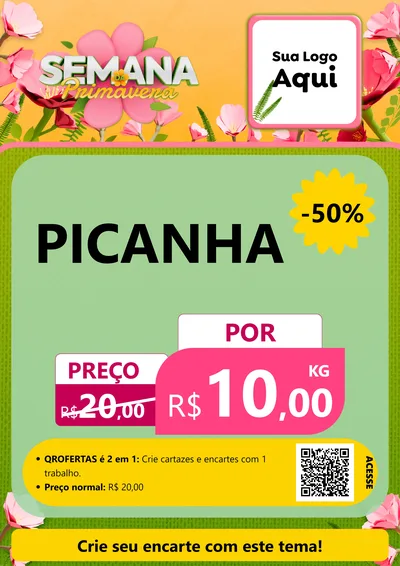 Modelo de Cartaz para Cartaz A4 Vertical com o tema Semana da Primavera para Açougue