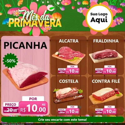 Modelo de Rede Social para Feed Facebook com o tema Mês da Primavera para Açougue