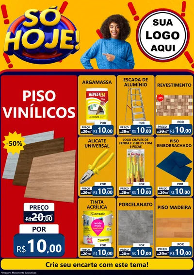 Modelo de Encarte para Encarte A4 Vertical com o tema Só Hoje! para Material para Construção