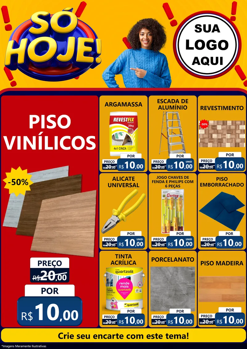 Modelo de Encarte para Encarte A4 Vertical com o tema Só Hoje! para Material para Construção