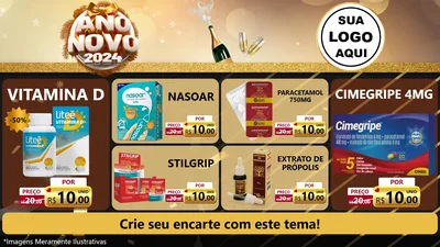 Modelo de TV para TV Horizontal com o tema Feliz Ano Novo 2027 para Farmácia