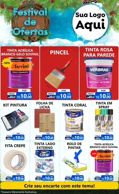 Modelo de Encarte para Encarte Grande com o tema Festival de Ofertas - Inverno para Tintas e Ferramentas