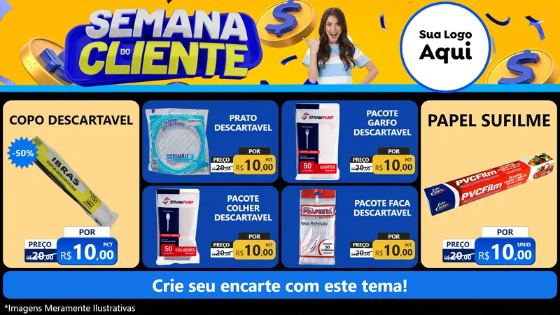 Modelo de TV para TV Horizontal com o tema Semana do Cliente para Embalagens