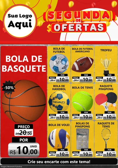 Modelo de Encarte para Encarte A4 Vertical com o tema Segunda de Ofertas para Artigos Esportivos