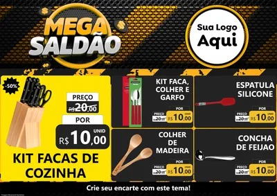 Modelo de Encarte para Encarte A4 Horizontal com o tema Mega Saldão para Utilidades Domésticas