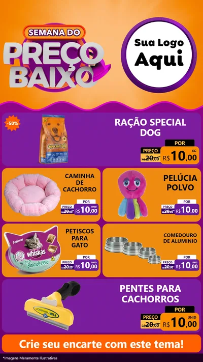 Modelo de TV para TV Vertical com o tema Semana do Preço Baixo para Pet Shop