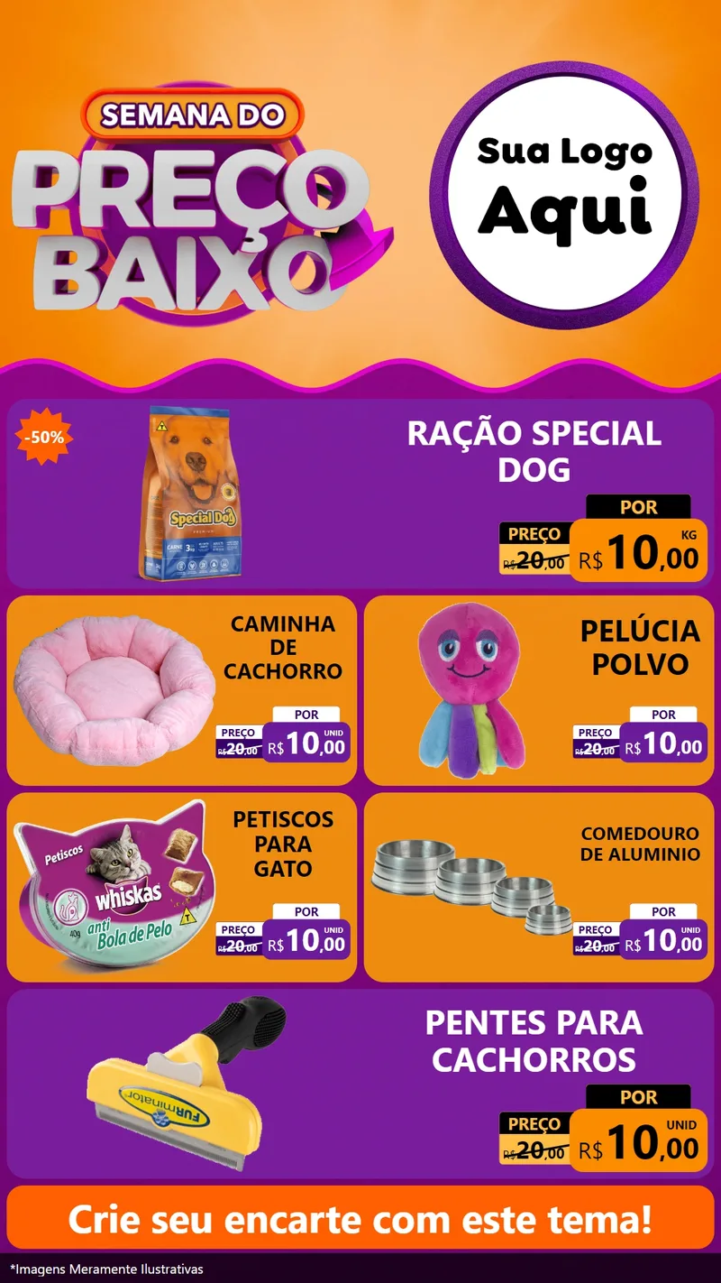 Modelo de TV para TV Vertical com o tema Semana do Preço Baixo para Pet Shop