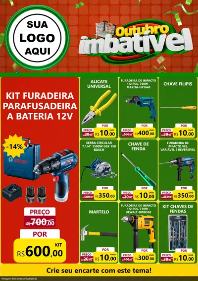 Modelo de Encarte para Encarte A4 Vertical com o tema Outubro Imbatível para Maquinas e Ferramentas