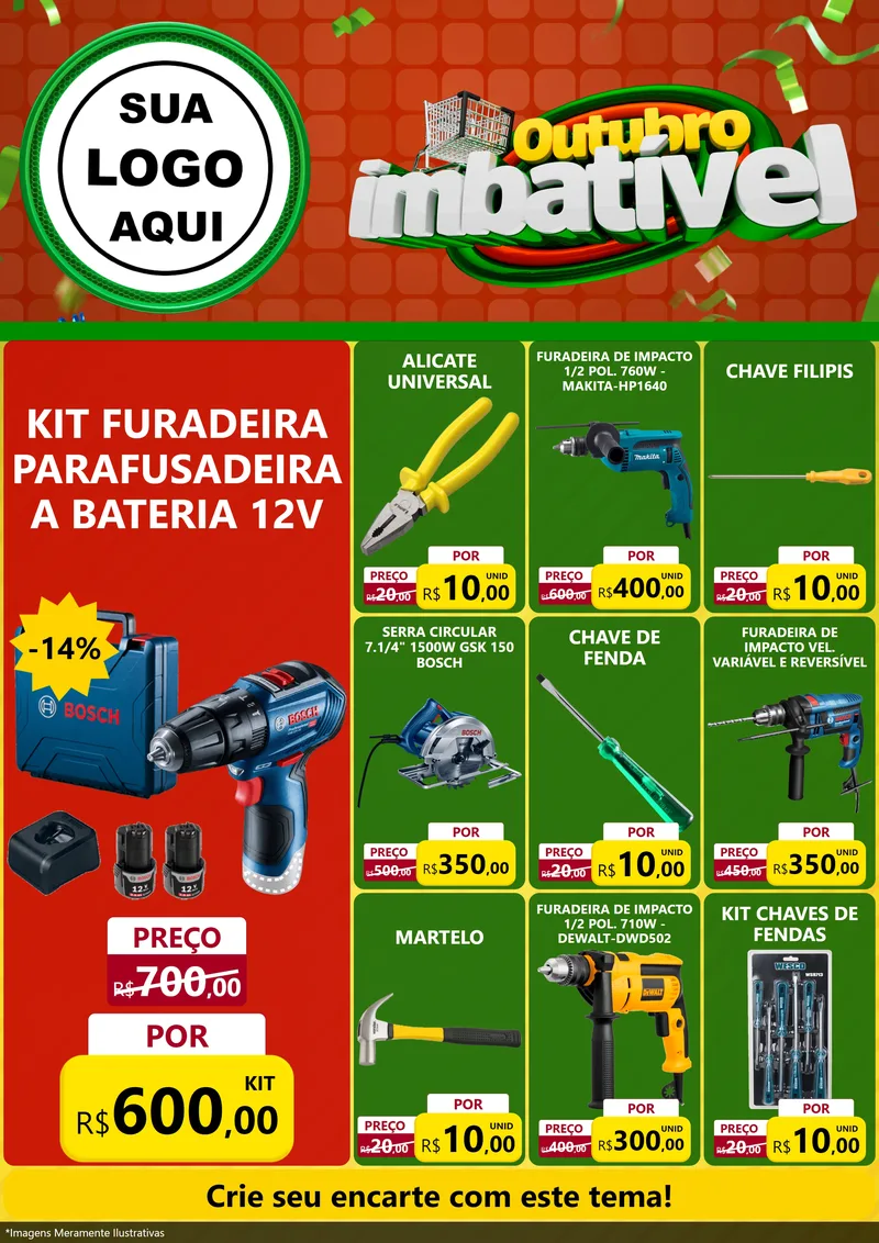 Modelo de Encarte para Encarte A4 Vertical com o tema Outubro Imbatível para Maquinas e Ferramentas