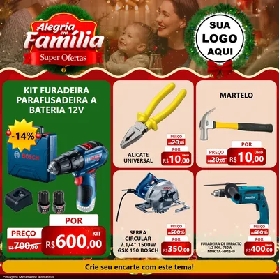 Modelo de Rede Social para Feed Facebook com o tema Alegria Em Família - Super Ofertas para Maquinas e Ferramentas