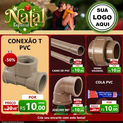 Modelo de Rede Social para Feed Facebook com o tema Natal Especial para Tubos e conexões