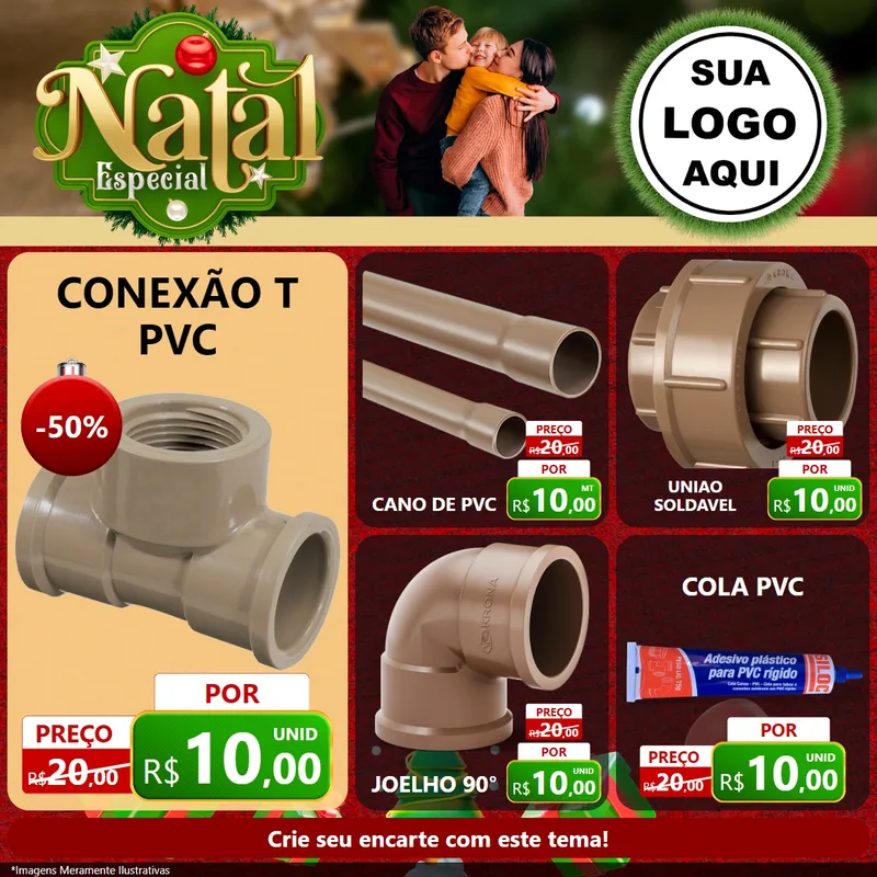 Modelo de Rede Social para Feed Facebook com o tema Natal Especial para Tubos e conexões