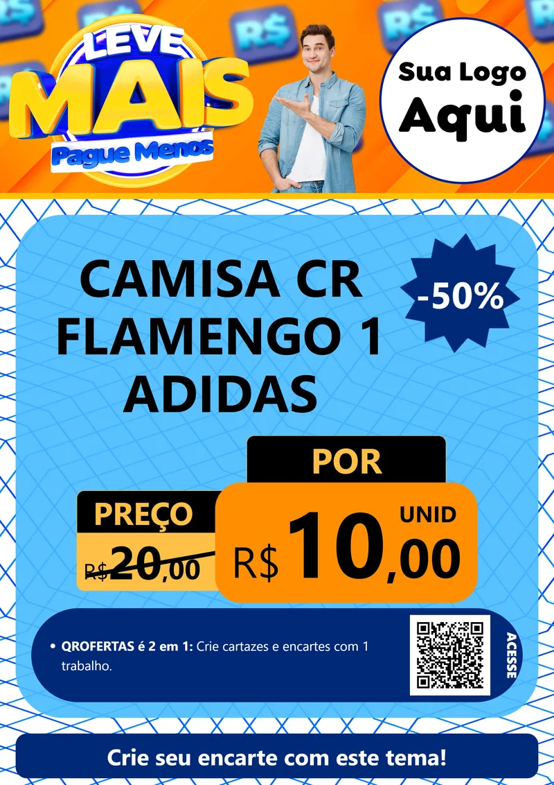 Modelo de Cartaz para Cartaz A4 Vertical com o tema Leve Mais, Pague Menos para Roupas e acessórios