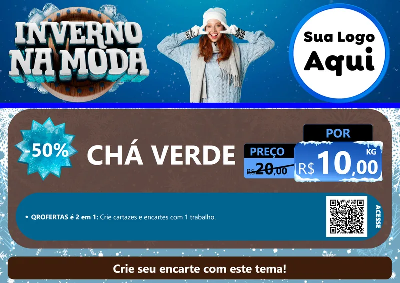 Modelo de Cartaz para Cartaz A4 Horizontal com o tema Inverno na Moda para Produtos Naturais