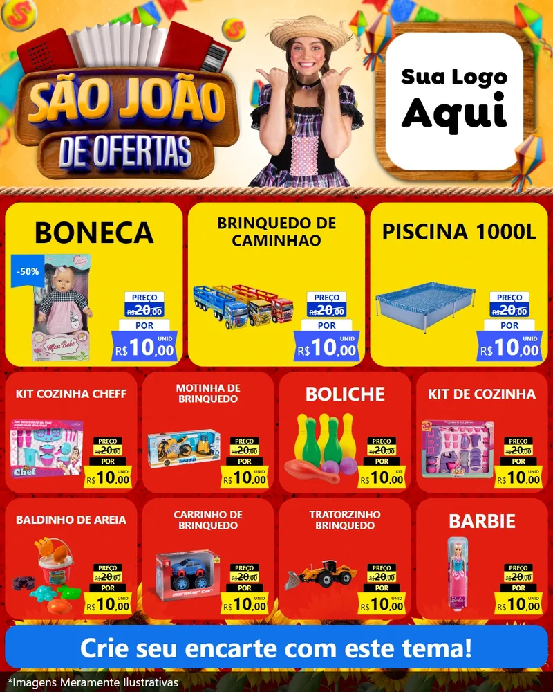Modelo de Rede Social para Feed Instagram com o tema São João de Ofertas para Brinquedos