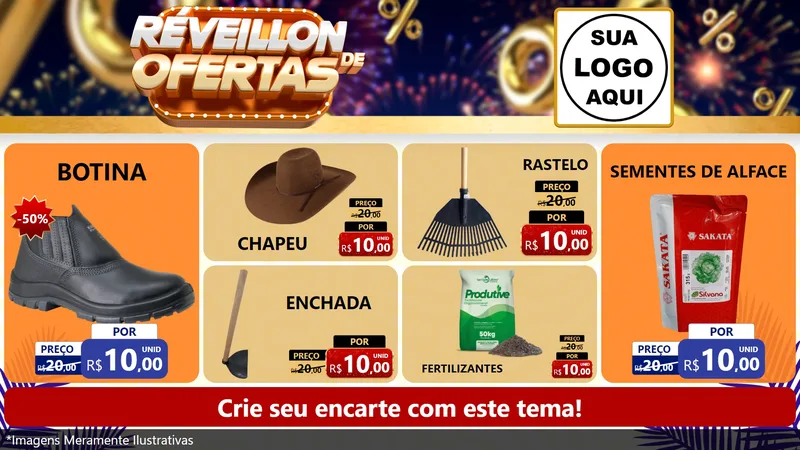 Modelo de TV para TV Horizontal com o tema Réveillon de Ofertas para Agropecuária