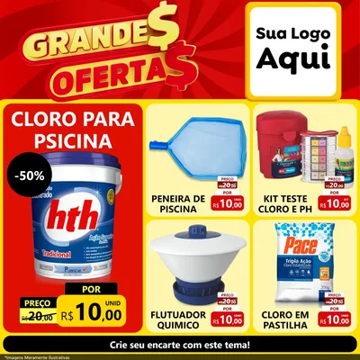 Modelo de Rede Social para Feed Facebook com o tema Grandes Ofertas para Produtos para Piscina