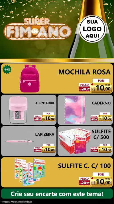 Modelo de TV para TV Vertical com o tema Super Fim de Ano para Papelaria