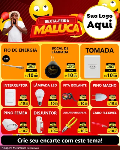 Modelo de Rede Social para Feed Instagram com o tema Sexta-feira Maluca para Materiais Elétricos