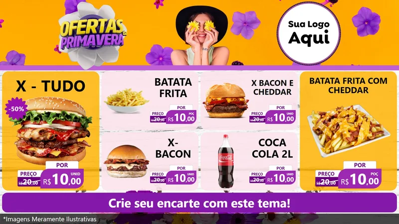 Modelo de TV para TV Horizontal com o tema Ofertas Da Primavera para Hamburgueria